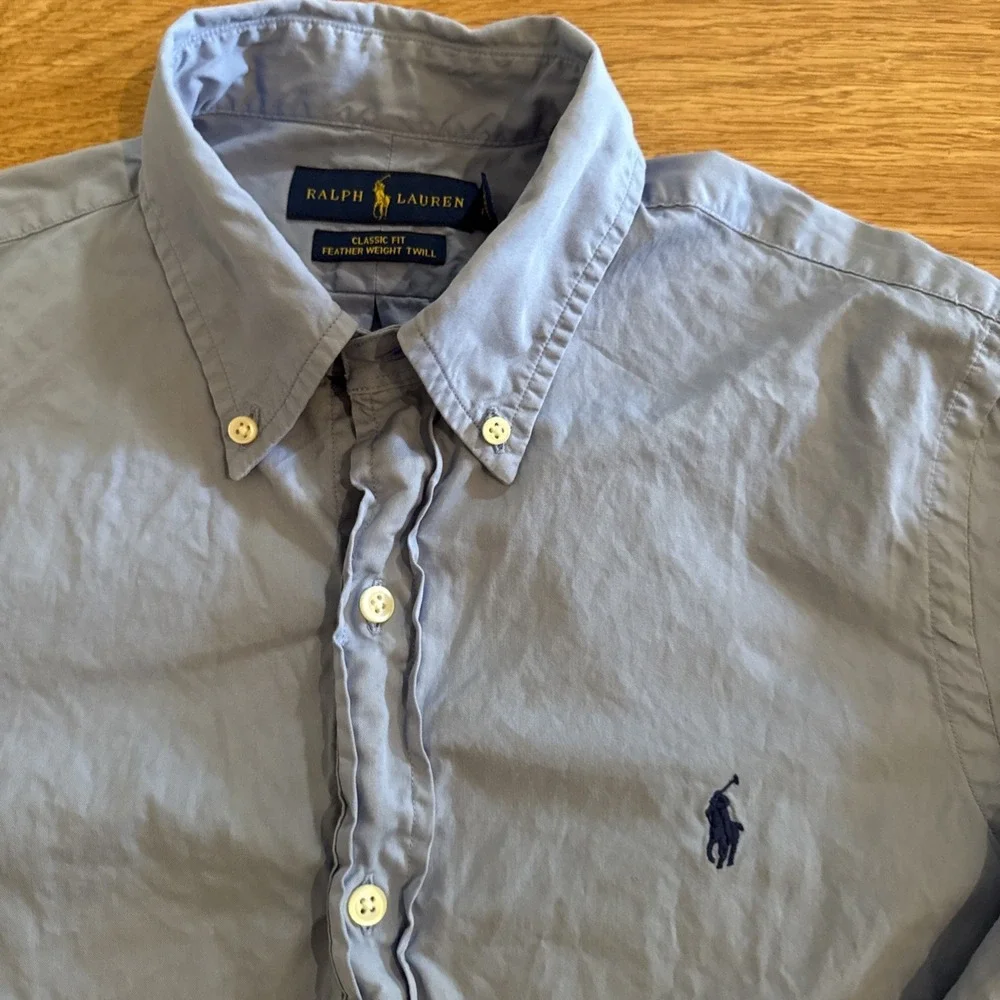 Polo Ralph Lauren Classic Fit Featherweight Twill Shirt Men's Small Blue Preppy